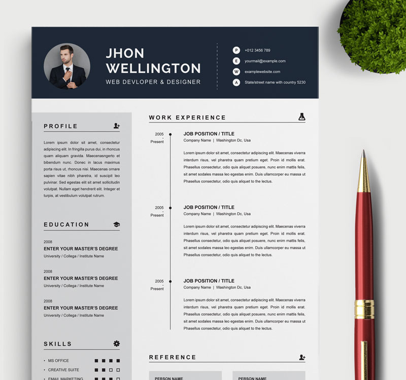 Wellington Resume Template #84656 - TemplateMonster