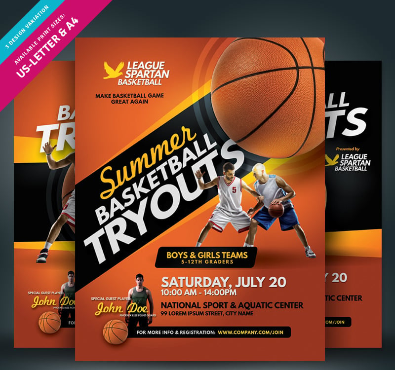 Basketball Tryouts Flyer Corporate Identity Template