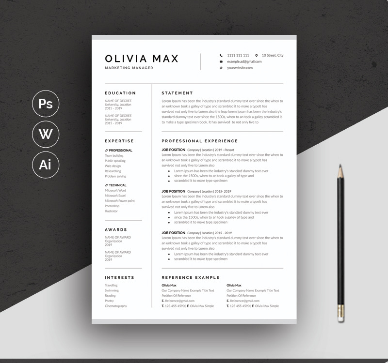 CV Template CANVA OLIVIA Professional 2 Page Resume Template Paper ...