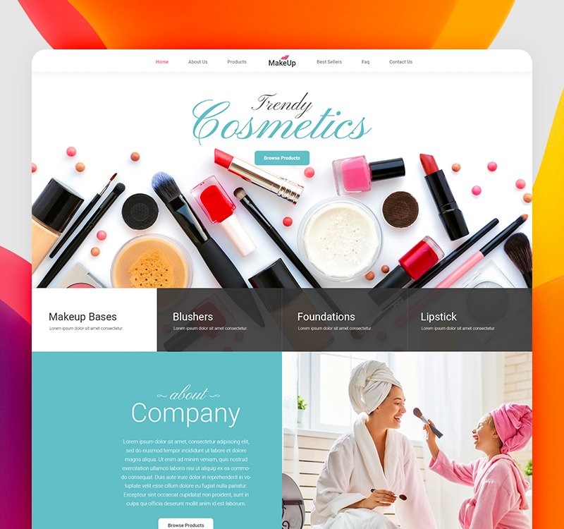 Beautiful Make Up Company Creative Parallax Design PSD Template Free 
