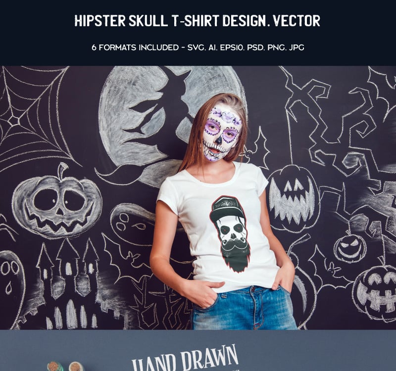 Download Hipster Skull Design Vector Svg T Shirt Design