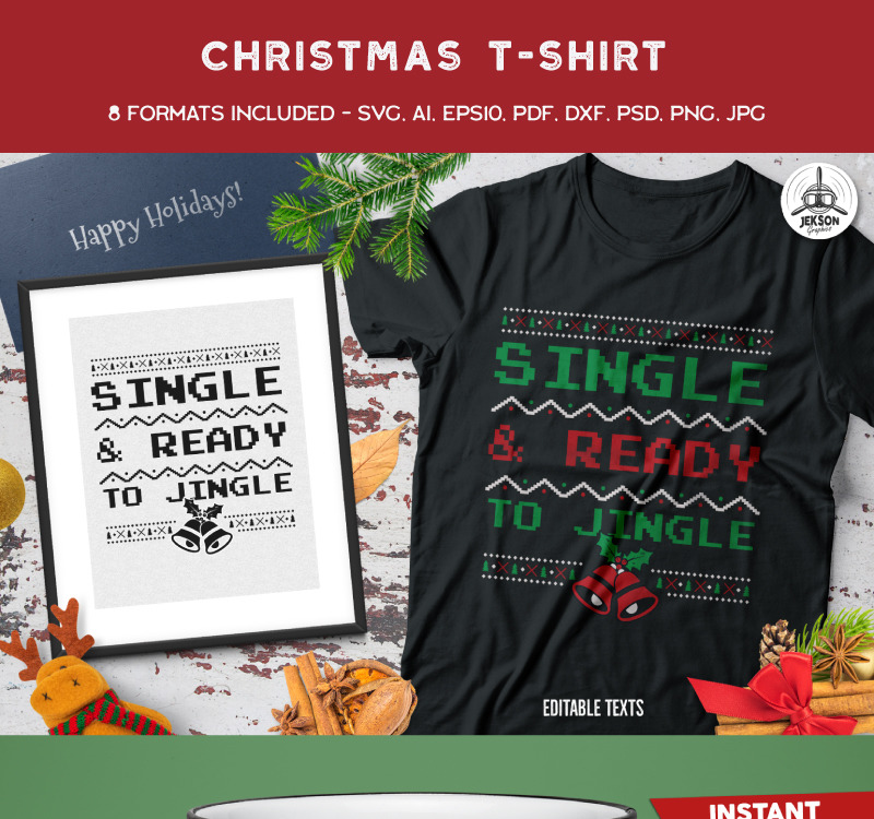 Download Single Ready For Jingle T Shirt Design Templatemonster