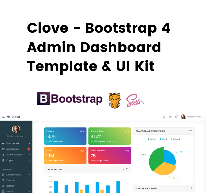 Clove - Responsive Bootstrap 4 Admin Dashboard Templ... TemplateCanyon