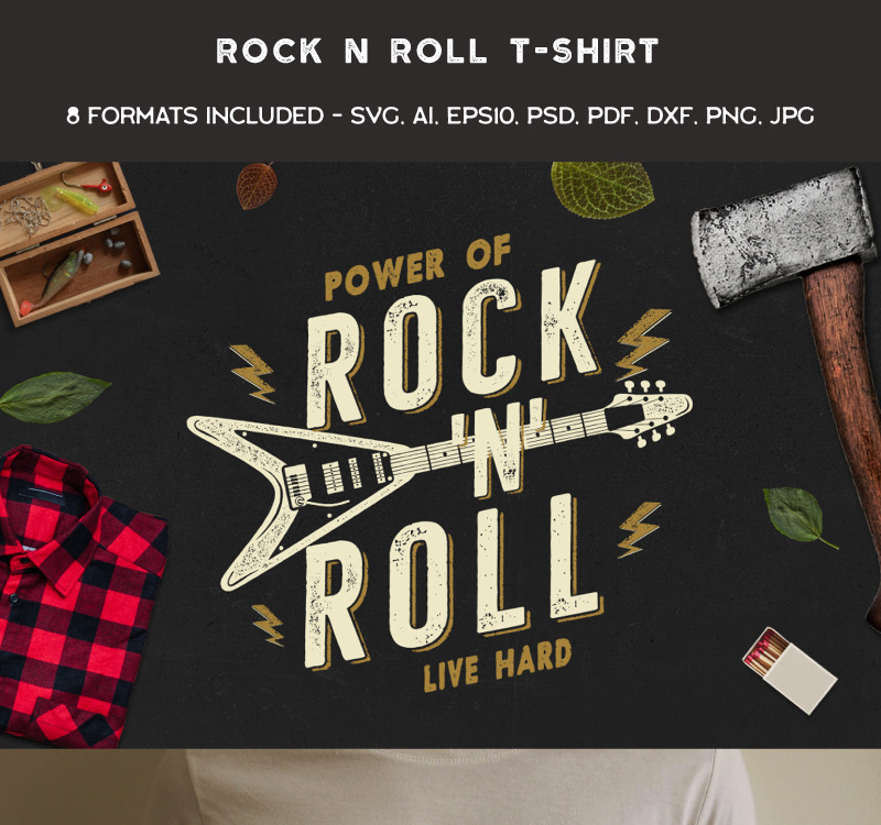 Download Power Of Rock N Roll T Shirt Design Templatemonster