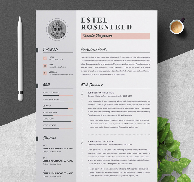 Estel Resume Template #90184 - TemplateMonster