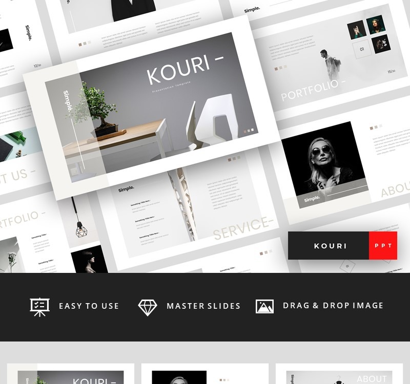 Kouri - Minimal PowerPoint Template #94939 - TemplateMonster