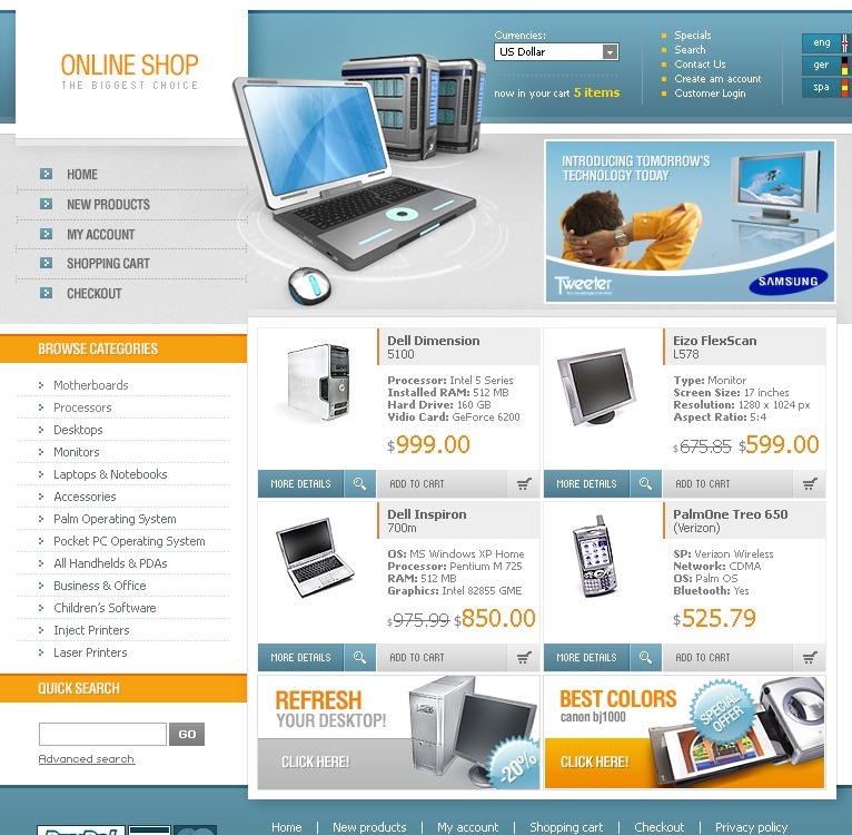 Computer Store OsCommerce Template #9587 - TemplateMonster