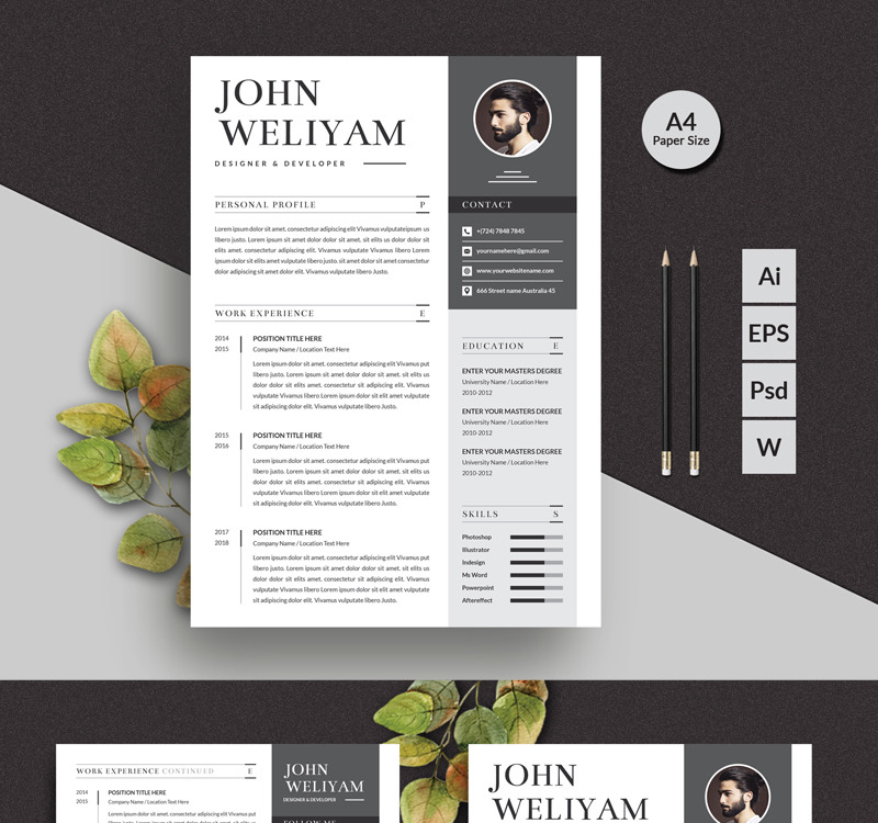 John Modern Resume Template #95628 - Templatemonster