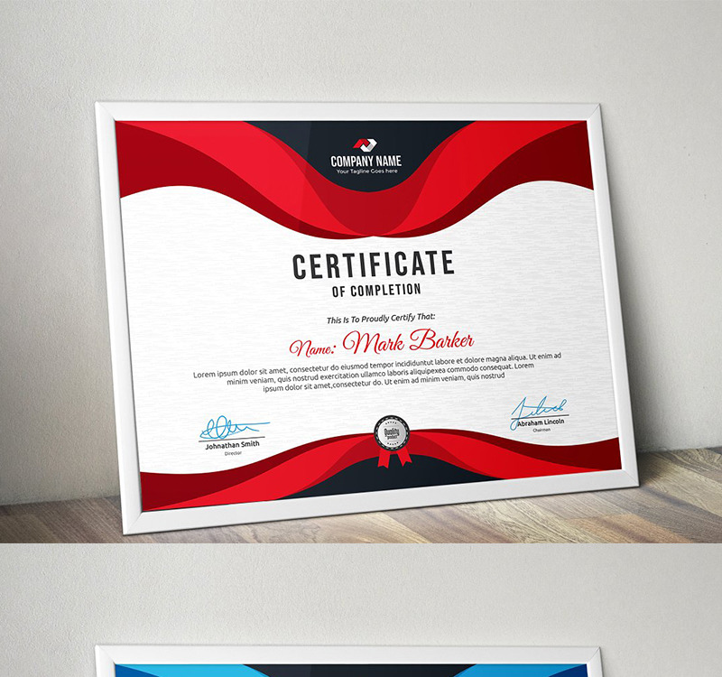 Wavy Modern Certificate Template #96223 - TemplateMonster