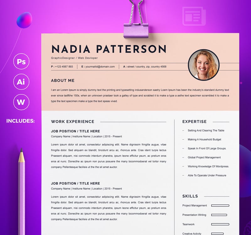 Nadia Resume Template #96784 - TemplateMonster