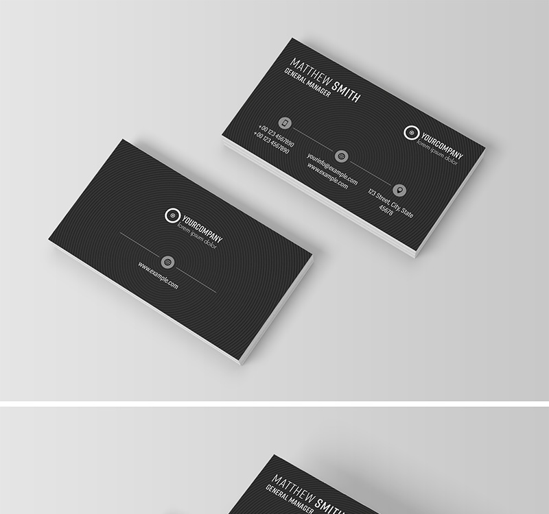 Business Card Layout with Black Circles - Corporate Identity Template