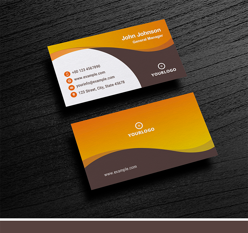 Business Card Layout with Orange Gradient Elements - Corporate Identity ...