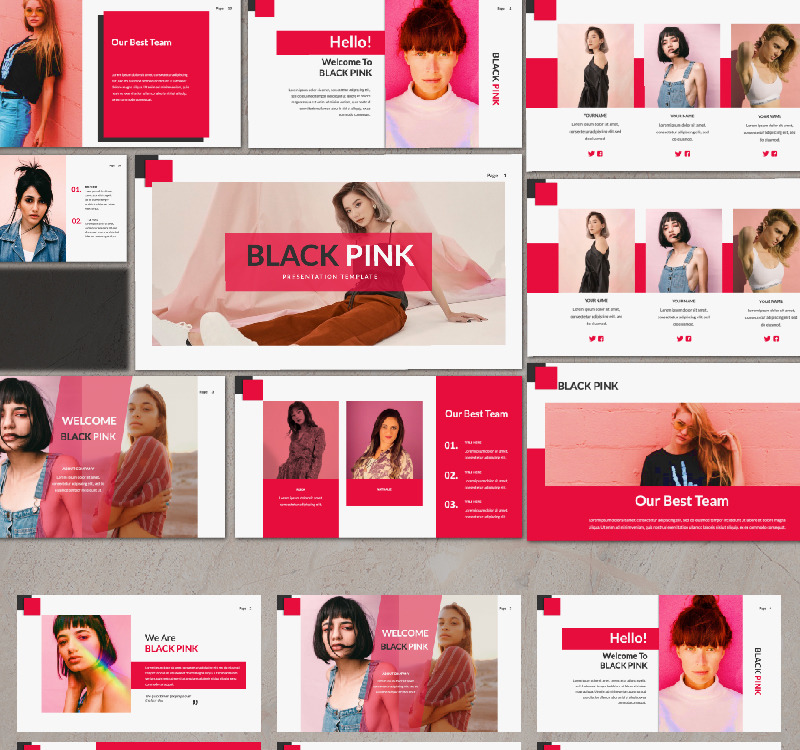 BLACK PINK Presentation Google Slides - TemplateMonster