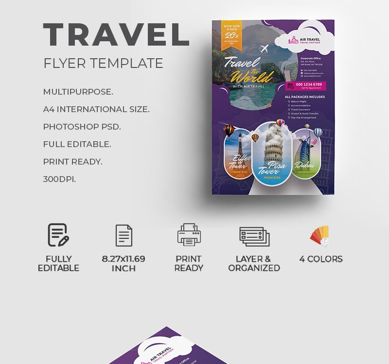 Holiday Travel Flyer - Corporate Identity Template