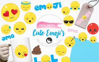 Cute emoji's illustration pack - Vector Image