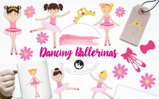 Dancing Ballerinas illustration pack - Vector Image