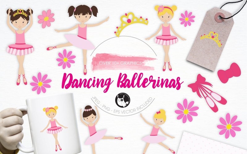 Dancing Ballerinas illustration pack - Vector Image Vector Graphic