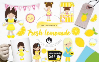 Fresh Lemonade illustration pack - Vector Image