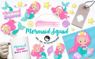 Mermaid squad graphics illustrations - Vector Image