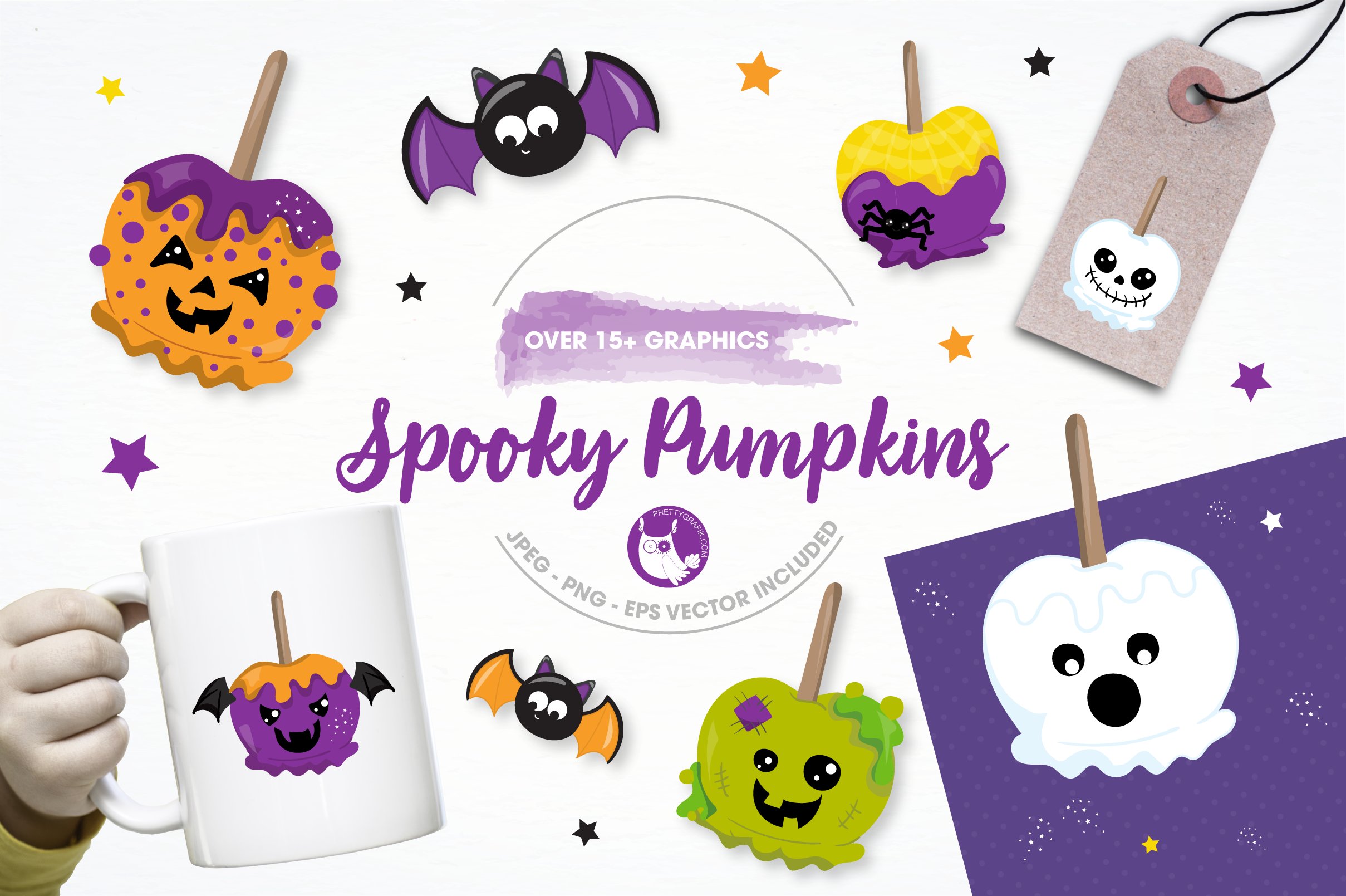 spooky pumpkin illustration pack - Vector Image