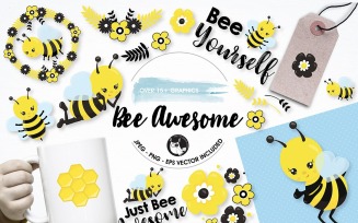 Bee awesome graphics illustrations - Vector Image