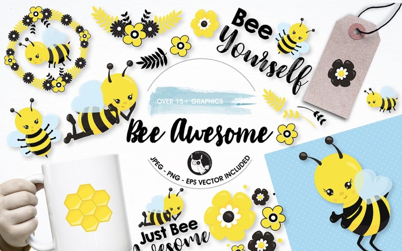 Bee awesome graphics illustrations - Vector Image Vector Graphic