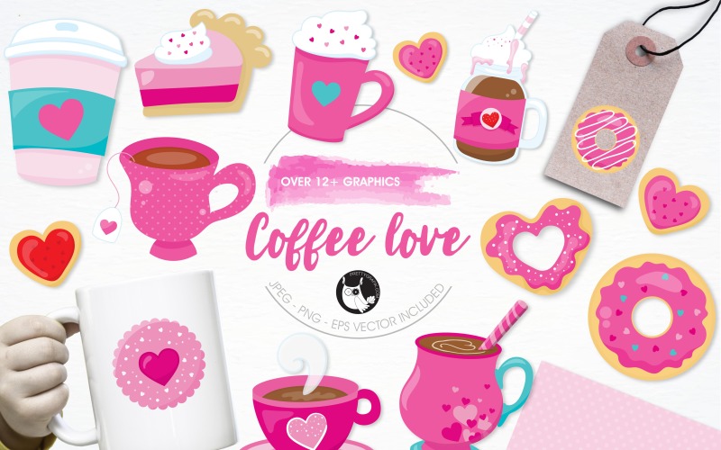 Coffee love illustration pack - Vector Image Vector Graphic