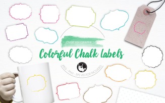 Colorful Chalk Labels illustrations - Vector Image