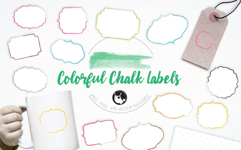 Colorful Chalk Labels illustrations - Vector Image Vector Graphic