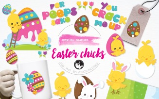 Easter chicks illustration pack - Vector Image