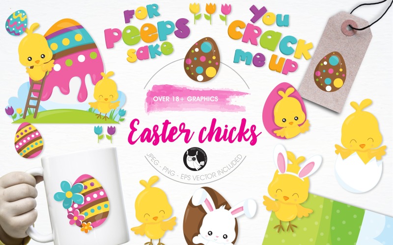 Easter chicks illustration pack - Vector Image Vector Graphic