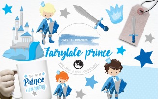 Fairytale prince illustration pack - Vector Image