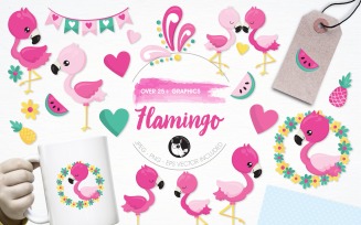 Flamingo illustration pack - Vector Image