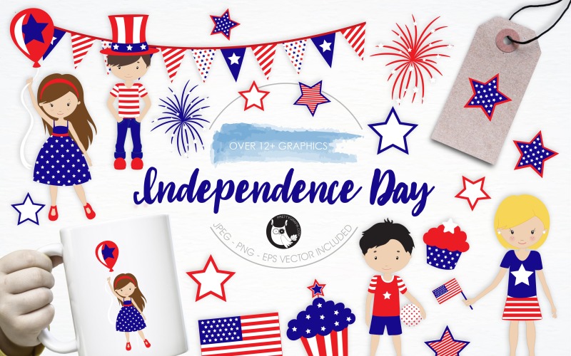 Independence Day Illustration pack - Vector Image Vector Graphic