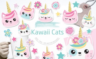 Kawaii Cats - Vector Image