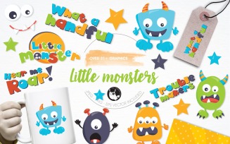 Little monsters illustration pack - Vector Image