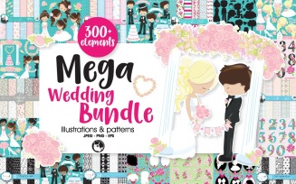 Mega Wedding Bundle, 300+ elements - Vector Image