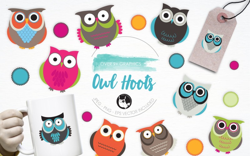 Owl Hoots illustration pack - Vector Image Vector Graphic