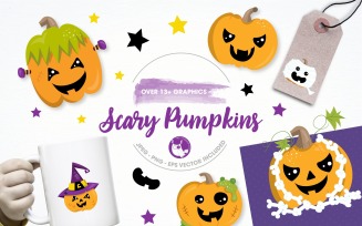 scary pumpkin illustration pack - Vector Image