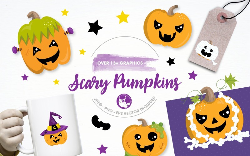 scary pumpkin illustration pack - Vector Image Vector Graphic