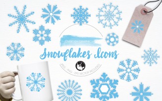 Snowflakes Icons illustration pack - Vector Image