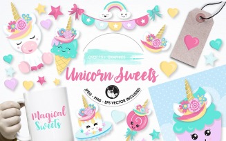 Unicorn sweets graphics illustration - Vector Image