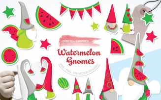 Watermelon Gnomes - Vector Image