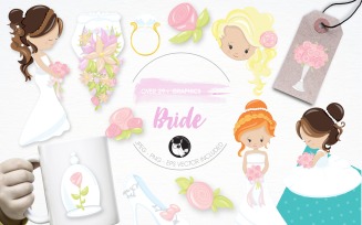 Wedding bride illustration pack - Vector Image