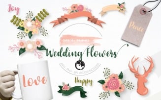 wedding flowers graphic illustration - Vector Image
