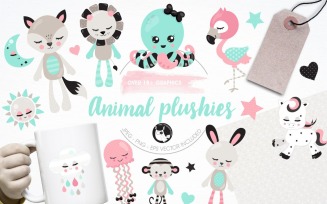 Animal plushies illustration pack - Vector Image