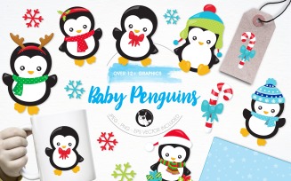 Baby penguins illustration pack - Vector Image