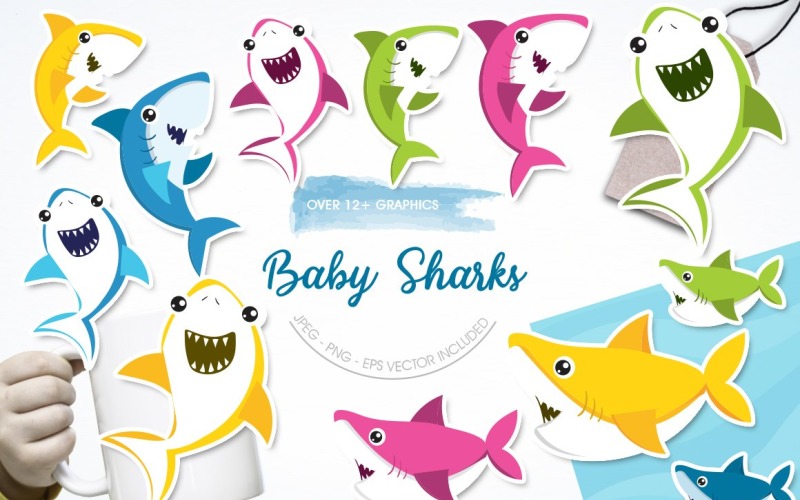Baby Sharks - Vector Image Vector Graphic