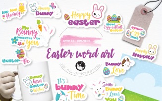 Easter word art illustration pack - Vector Image