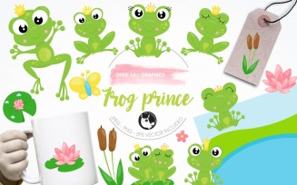 Frog prince illustration pack - Vector Image